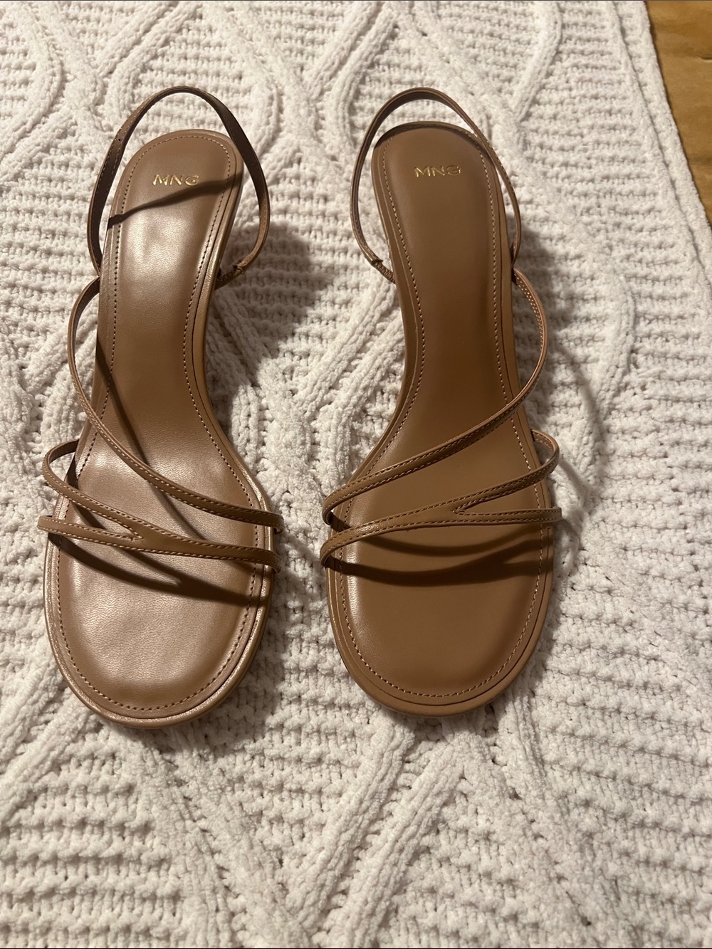 Mango Tan Multi-Strap Slingback Sandals